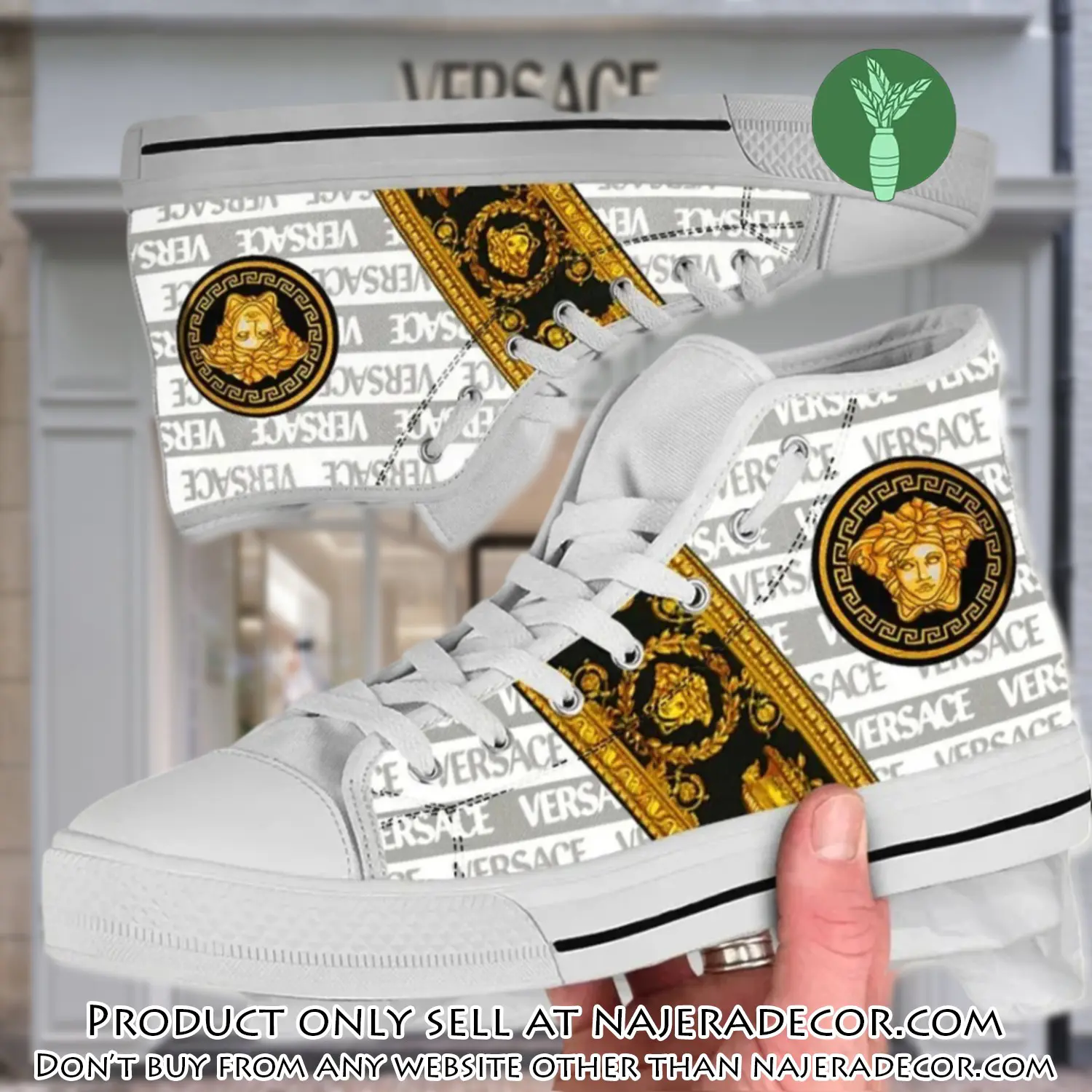 Versace medusa golden premium high top canvas shoes luxury brand gifts for men women njr2301277